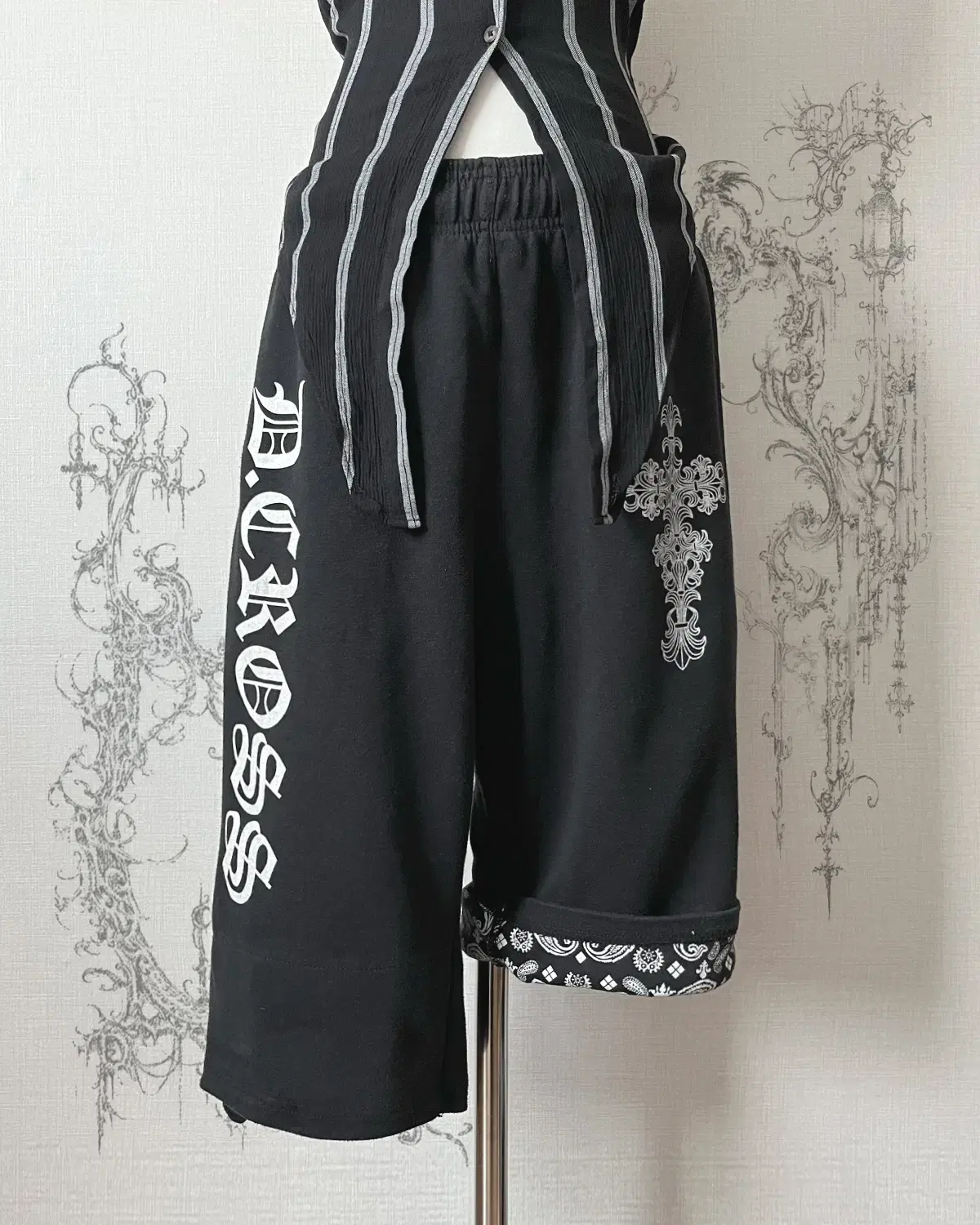 gothic detail graphic pants